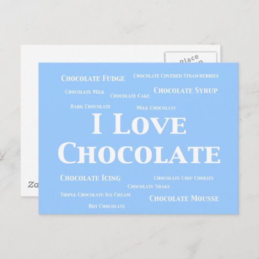 Carte Postale Cadeaux que j'aime au Chocolat (Devant / Derrière)