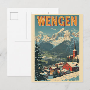 Carte Postale Cadeaux ski vintage WENGEN Suisse Alpes suisses