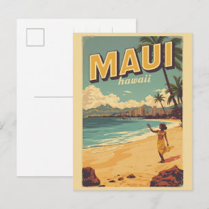 Carte Postale Cadeaux souvenirs de plage tropicale vintage Maui 