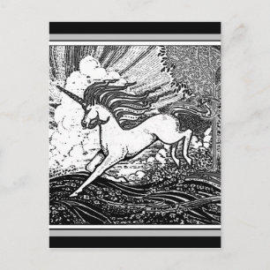 Carte Postale Cadeaux Unicorne en noir et blanc