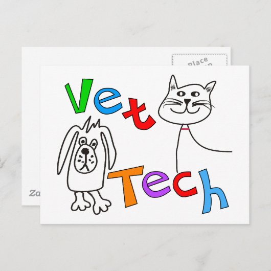 Carte Postale Cadeaux Vet Tech, Technicien Vétérinaire (Devant / Derrière)