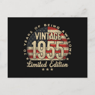 Carte Postale Cadeaux Vintage 1955 Édition Limitée 70 Ans USA