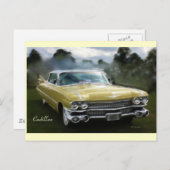 Carte Postale Cadillac jaune (Devant / Derrière)