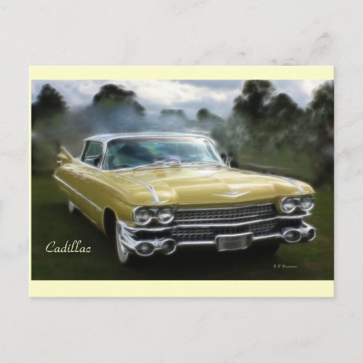 Carte Postale Cadillac jaune (Devant)