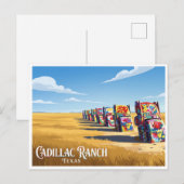 Carte Postale Cadillac Ranch Amarillo Texas (Devant / Derrière)
