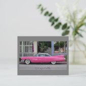 Carte Postale Cadillac Vintage rose (Debout devant)