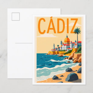 Carte Postale Cadiz Espagne Art Vintage Illustration Voyage