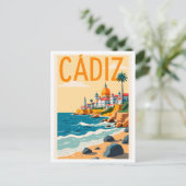 Carte Postale Cadiz Espagne Art Vintage Illustration Voyage (Debout devant)