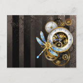 Carte Postale Cadran Steampunk avec libellule (Devant)