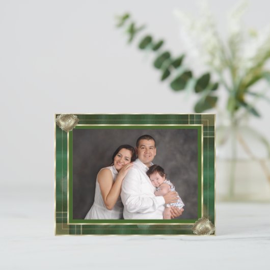 Carte Postale Cadre antique vert pour photo de famille personnal (Debout devant)