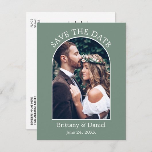 Carte Postale Cadre Arc Moderne Photo Sage Vert Enregistrer La D (Devant / Derrière)