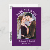 Carte Postale Cadre Arc Moderne Photo Violet Enregistrer La Date (Devant / Derrière)