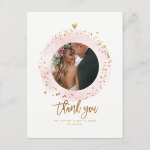Carte Postale Cadre d'aquarelle de Merci Mariage PixDezines