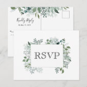 Carte Postale Cadre de mariage RSVP de verdure botanique (Devant / Derrière)