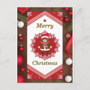 Carte Postale 🎄 Cadre de neige d'hiver Ours Magie ❄️ Noël migno