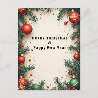 Carte Postale Cadre de Noël blanc vert rouge