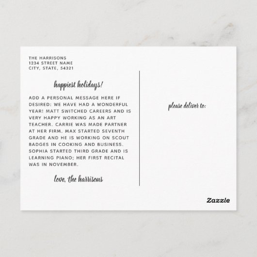 Carte Postale Cadre de Noël floral tropical pour photo de vacanc (Dos)