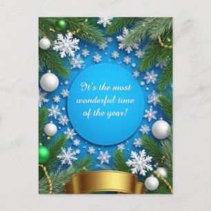 Carte Postale ✨ Cadre de pin de Noël personnalisé avec message p