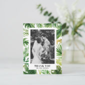 Carte Postale Cadre de verdure tropicale Photo Mariage Merci (Debout devant)