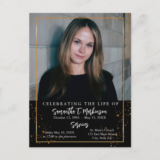 Carte Postale Cadre doré simple moderne tacheté funérailles (Devant)