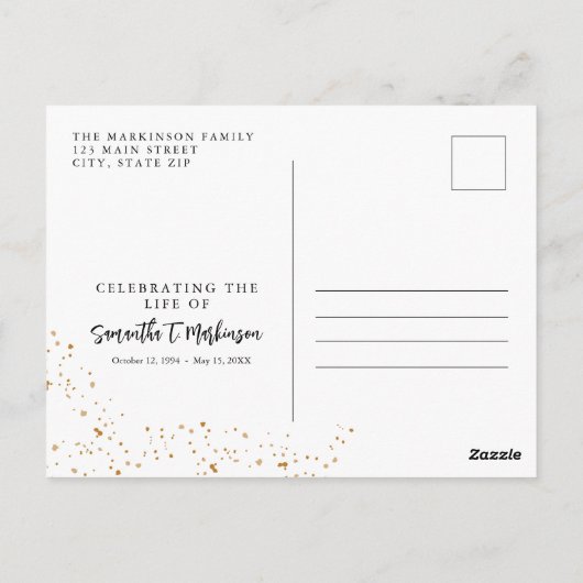 Carte Postale Cadre doré simple moderne tacheté pour funérailles (Dos)