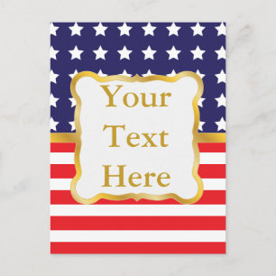 Carte Postale Cadre doré sur fond patriotique