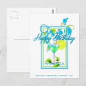 Carte Postale Cadre élégant Couleurs vives Anniversaire Cocktail (Devant / Derrière)