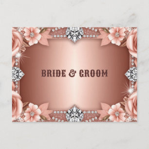 Carte Postale Cadre floral de mariage en or rose