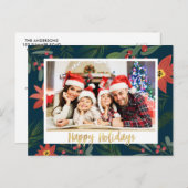 Carte Postale Cadre floral vacances heureuses (Devant / Derrière)