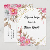 Carte Postale Cadre géométrique or Fleurs roses Baby Shower (Devant / Derrière)