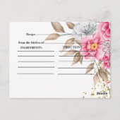 Carte Postale Cadre géométrique or Fleurs roses Baby Shower (Dos)