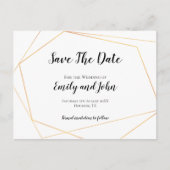 Carte Postale Cadre Géométrique Or Simple Élégant/Enregistrer La (Devant)