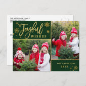 Carte Postale Cadre Or Joyeux Modern Script 2 PHOTO Salutation (Devant / Derrière)