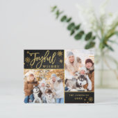 Carte Postale Cadre Or Joyeux Modern Script 2 PHOTO Salutation (Debout devant)