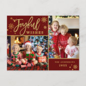 Carte Postale Cadre Or Joyeux Modern Script 2 PHOTO Salutation (Devant)