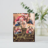 Carte Postale Cadre Or Joyeux Script moderne 3 PHOTO Salutation (Debout devant)