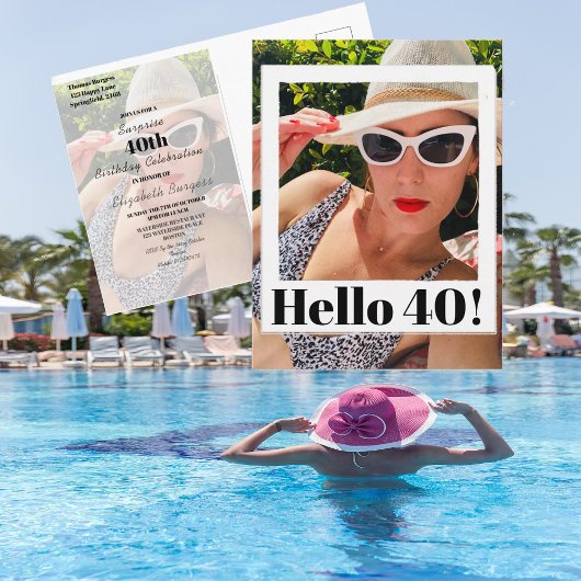 Carte Postale Cadre photo 40e anniversaire Moderne Chic