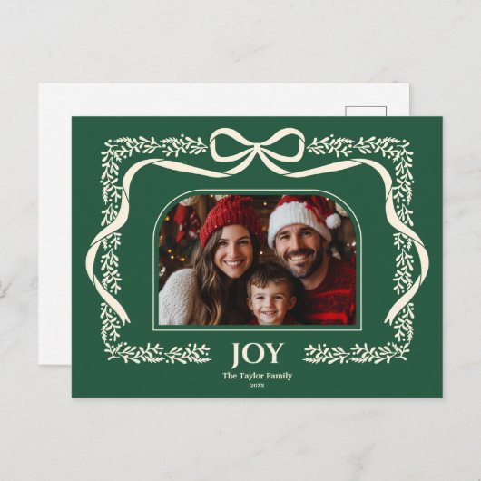 Carte Postale Cadre photo Bow Bow Bow Rustique de Noël (Devant / Derrière)