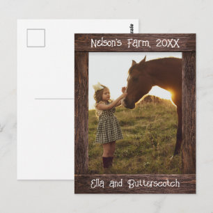 Carte Postale Cadre photo faux modifiable en bois brun rustique