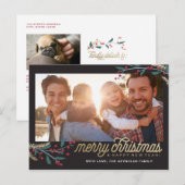 Carte Postale Cadre photo Gold Red Berries | Joyeux Noël (Devant / Derrière)