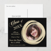 Carte Postale Cadre pinceau peinture dorée Enregistrer la date d (Devant / Derrière)