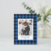 Carte Postale Cadre simple Buffle bleu Plaid Photo de Noël (Debout devant)