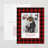 Carte Postale Cadre simple Buffle rouge Plaid Photo de Noël (Devant / Derrière)