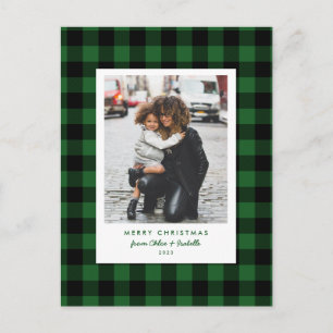 Carte Postale Cadre simple Buffle vert Plaid Photo de Noël