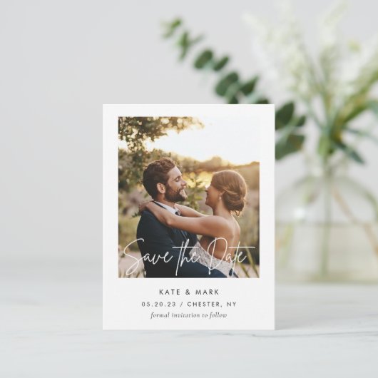 Carte Postale Cadres blancs modernes photo mariage Enregistrer l