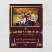 Carte postale Cadres d'or et étoiles Noël (Devant)