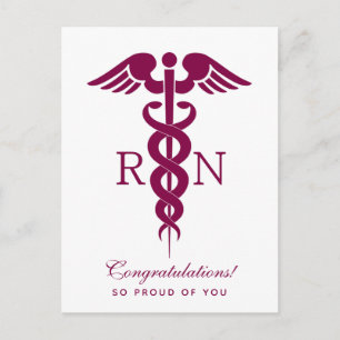 Carte Postale Caducée d'infirmière rouge symbole médical