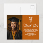 Carte Postale Caducée médical photo orange blanc Merci (Devant / Derrière)