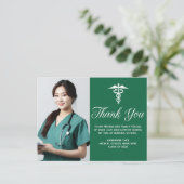 Carte Postale Caducée médical vert blanc Photo Merci (Debout devant)