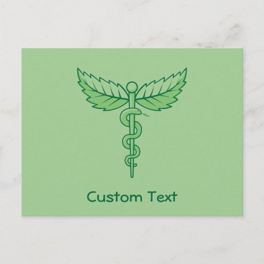 Carte Postale Caduceus avec feuilles (Devant)